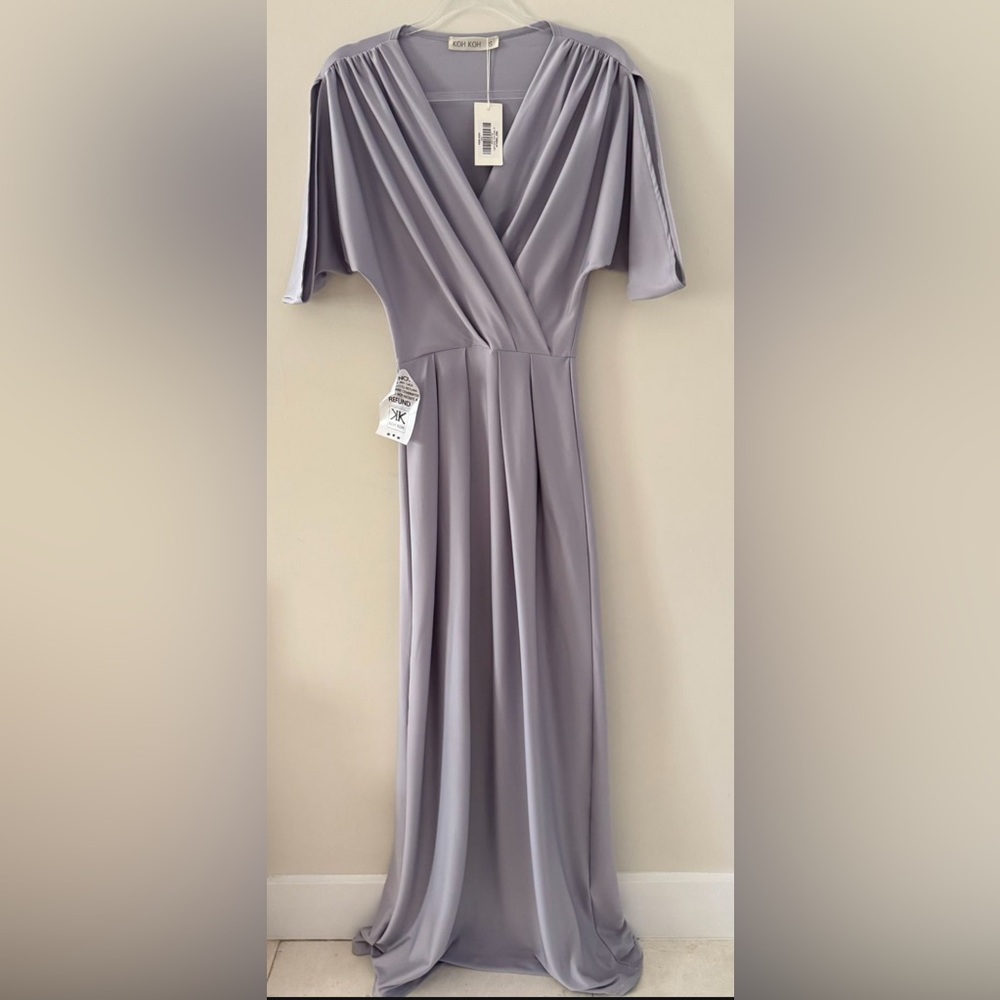 👗 NWT Women’s Long Semi-Formal Short Sleeve V-Neck Floor Length Maxi Dress.KOH - Picture 8 of 12
